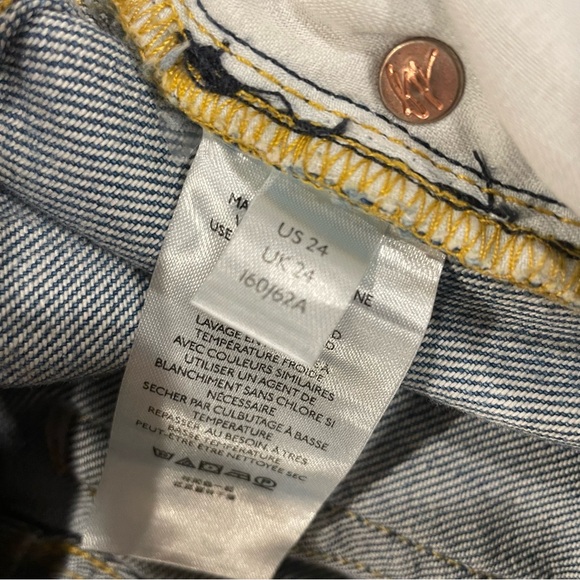 We The Free Distressed Button Fly Distressed Blue Denim Jeans - Picture 8 of 15